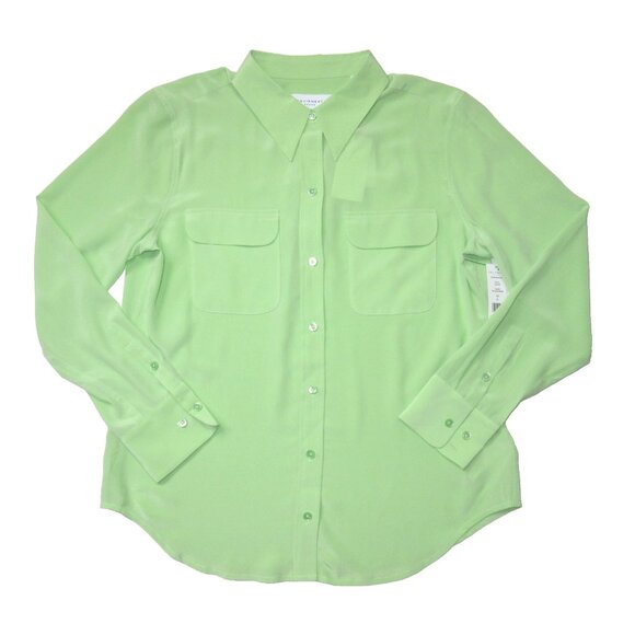 Equipment Tops - NWT Equipment Slim Signature in Pistachio Green Silk Button Down Shirt L $250